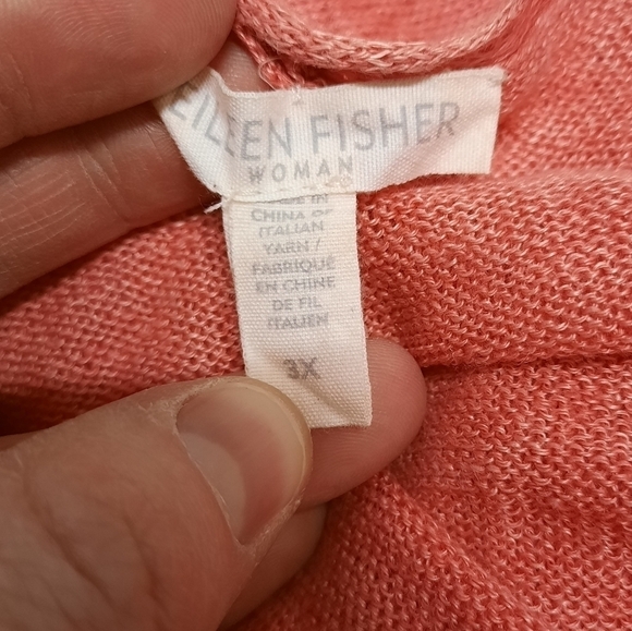 Eileen Fisher Women's Pink Linen Cardigan Sweater Beachy Plus Size 3X - Picture 4 of 6